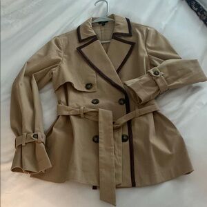 Express Tan and Brown Trench Coat with Belted Waist